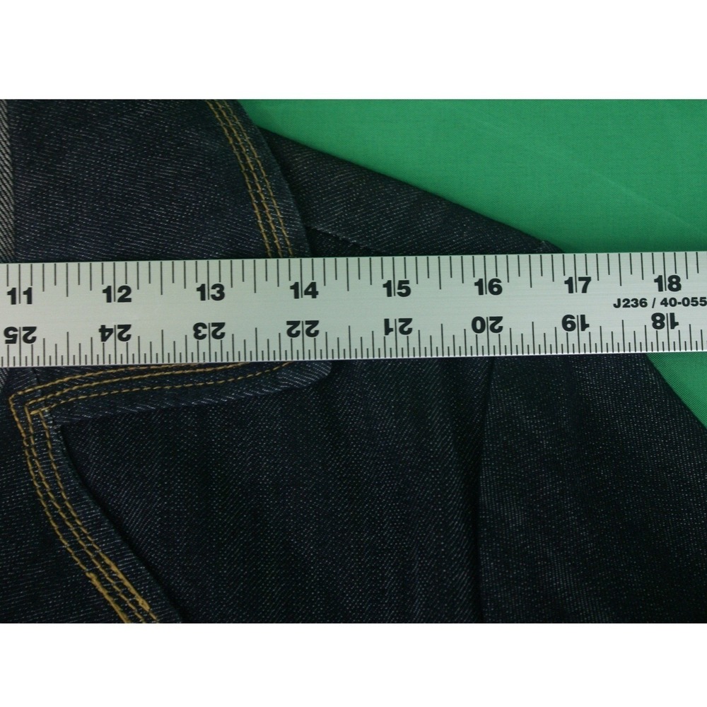 90's Vintage Baccini Denim Jacket Dark Wash Pleated Back 3/4 Sleeve Womens Large - Picture 10 of 13